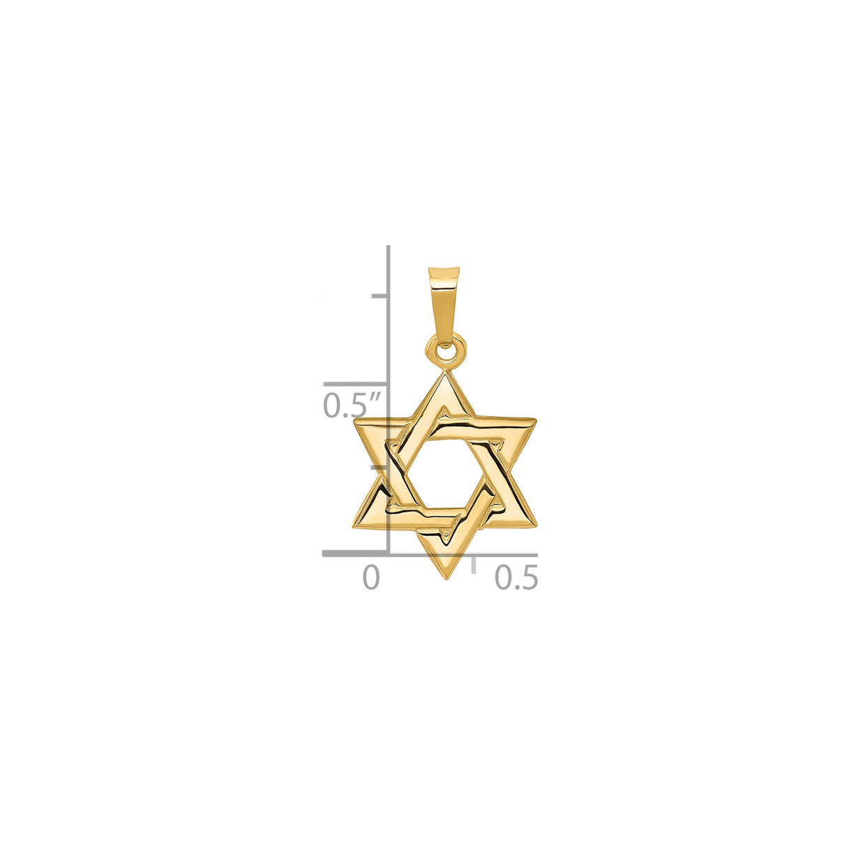 14k Yellow Gold Star of David Pendant, Interlocking Triangle Judaica Charm