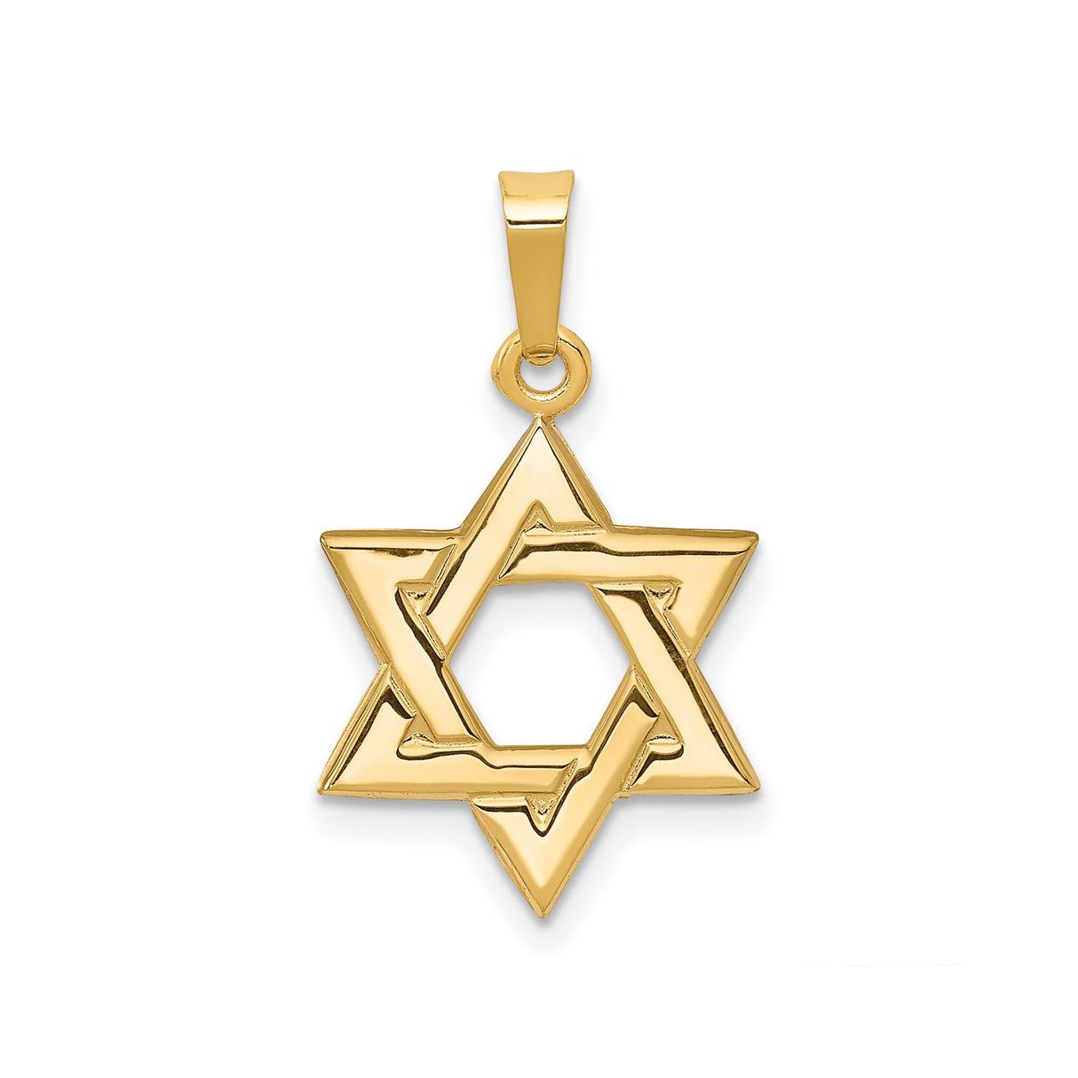 14k Yellow Gold Star of David Pendant, Interlocking Triangle Judaica Charm