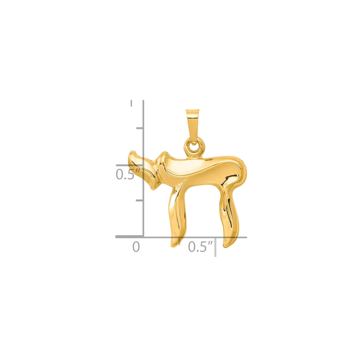 14k Yellow Gold Chai Pendant with Hebrew Life Symbol, Jewish Faith Charm