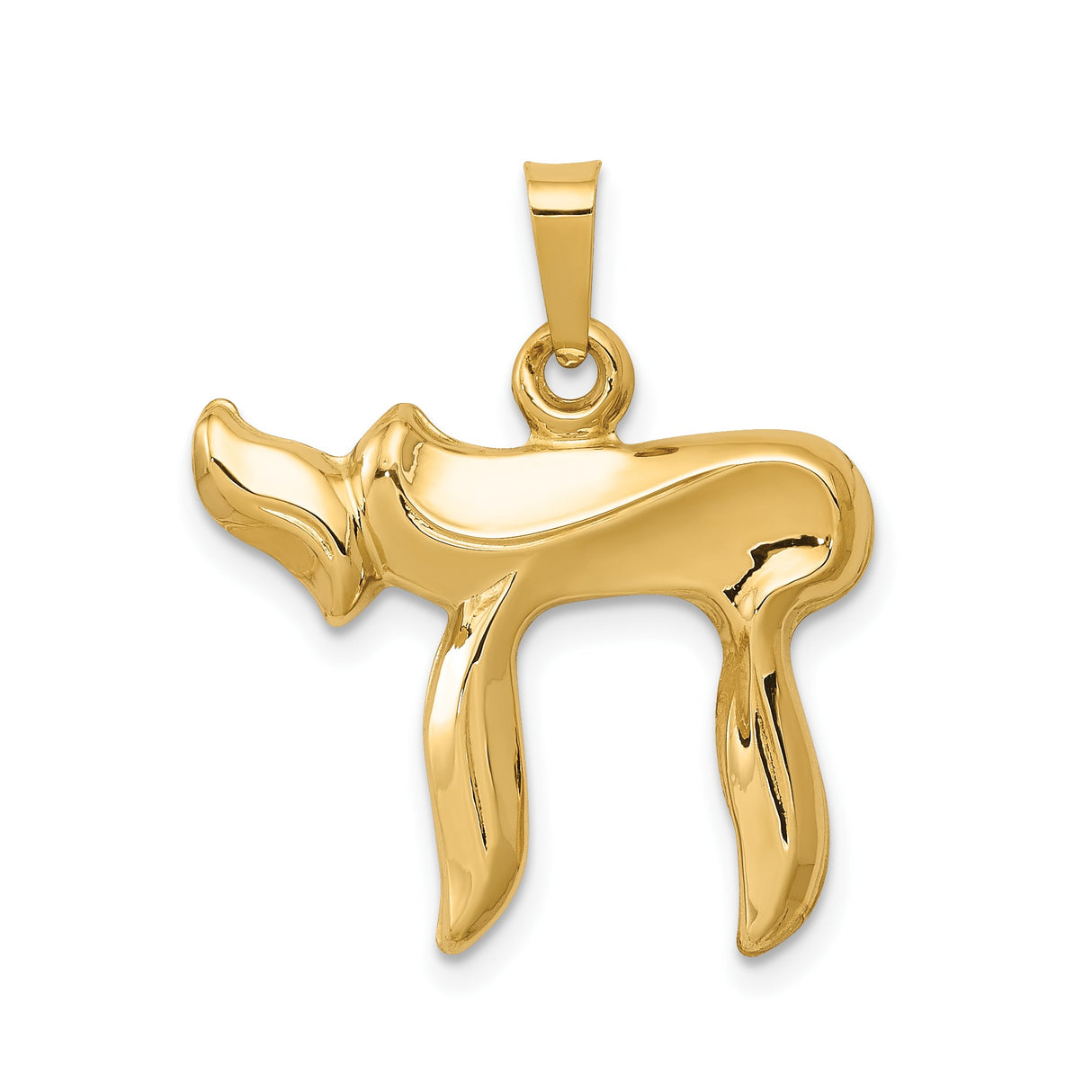 14k Yellow Gold Chai Pendant with Hebrew Life Symbol, Jewish Faith Charm