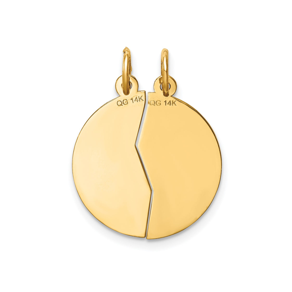 14k Yellow Gold Mizpah Coin Pendant Set, Split Charms with Genesis 31:49 Scripture, Christian Couples Jewelry