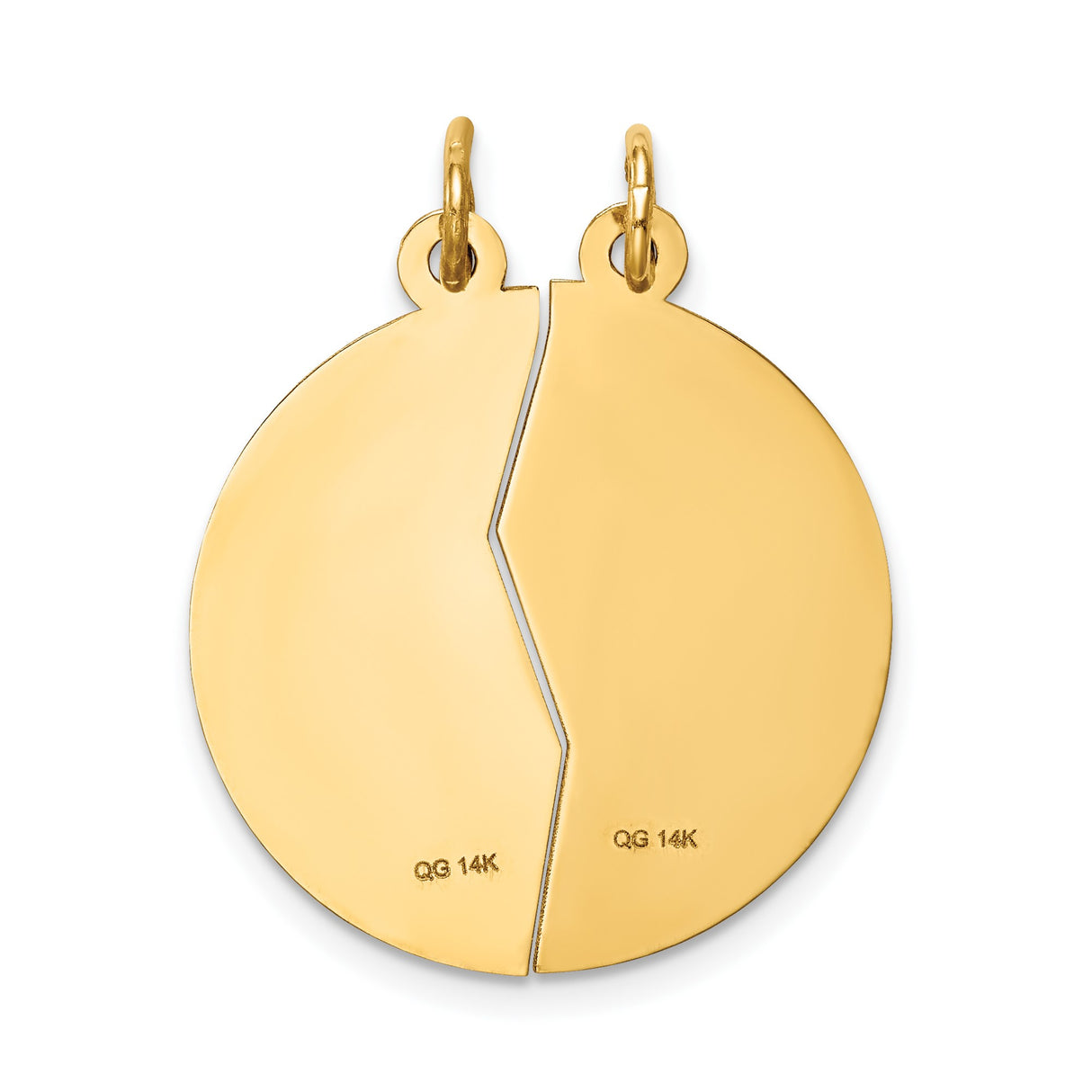 14k Yellow Gold Mizpah Coin Pendant Set, Break-Apart Christian Design with Genesis 31:49 Verse