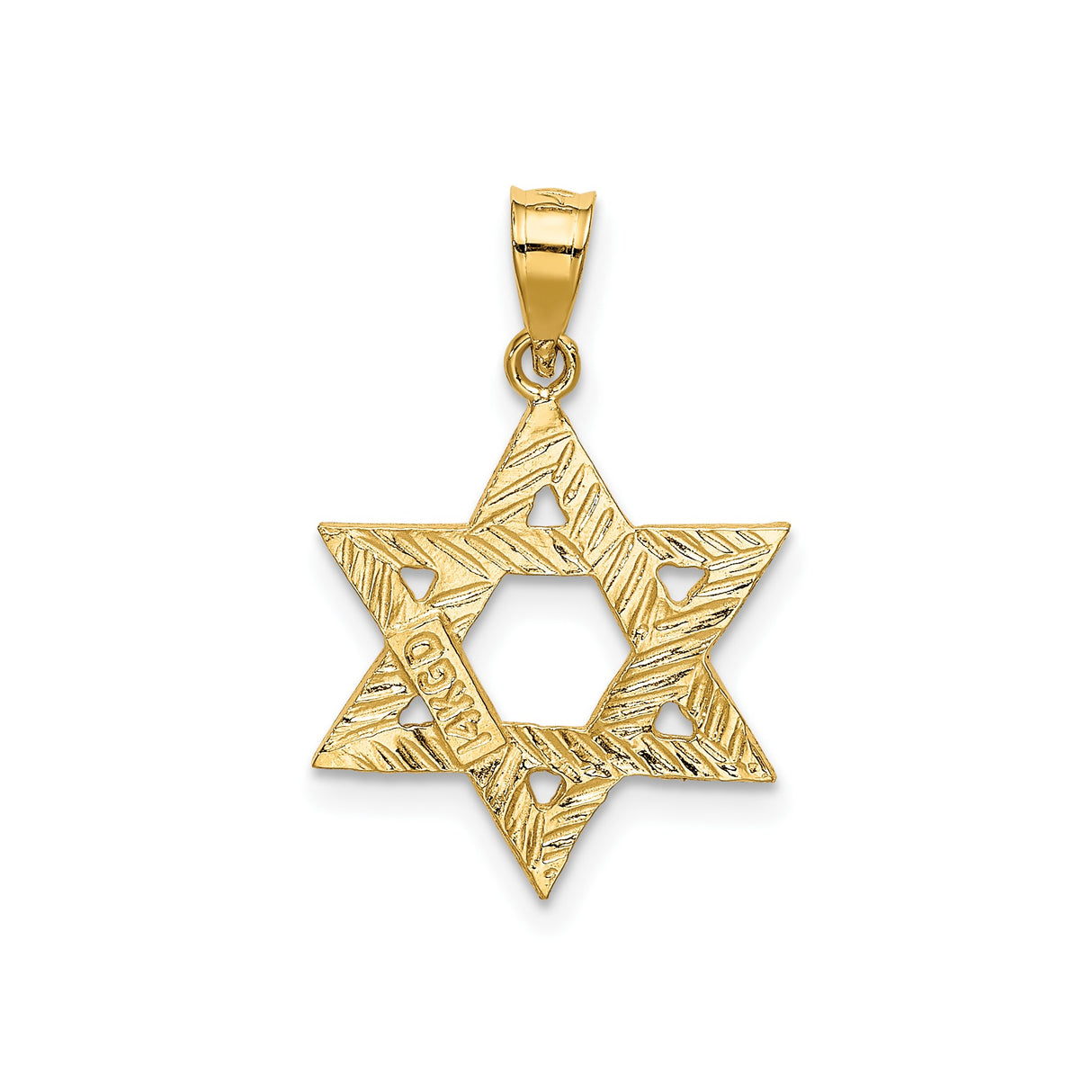 14k Yellow Gold Star of David Pendant with Textured Openwork Design, Unisex Judaica Charm