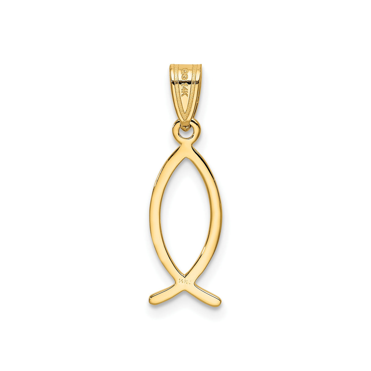 14k Yellow Gold Ichthys Fish Pendant, Christian Symbol, Minimalist Religious Charm for Women or Unisex Wear