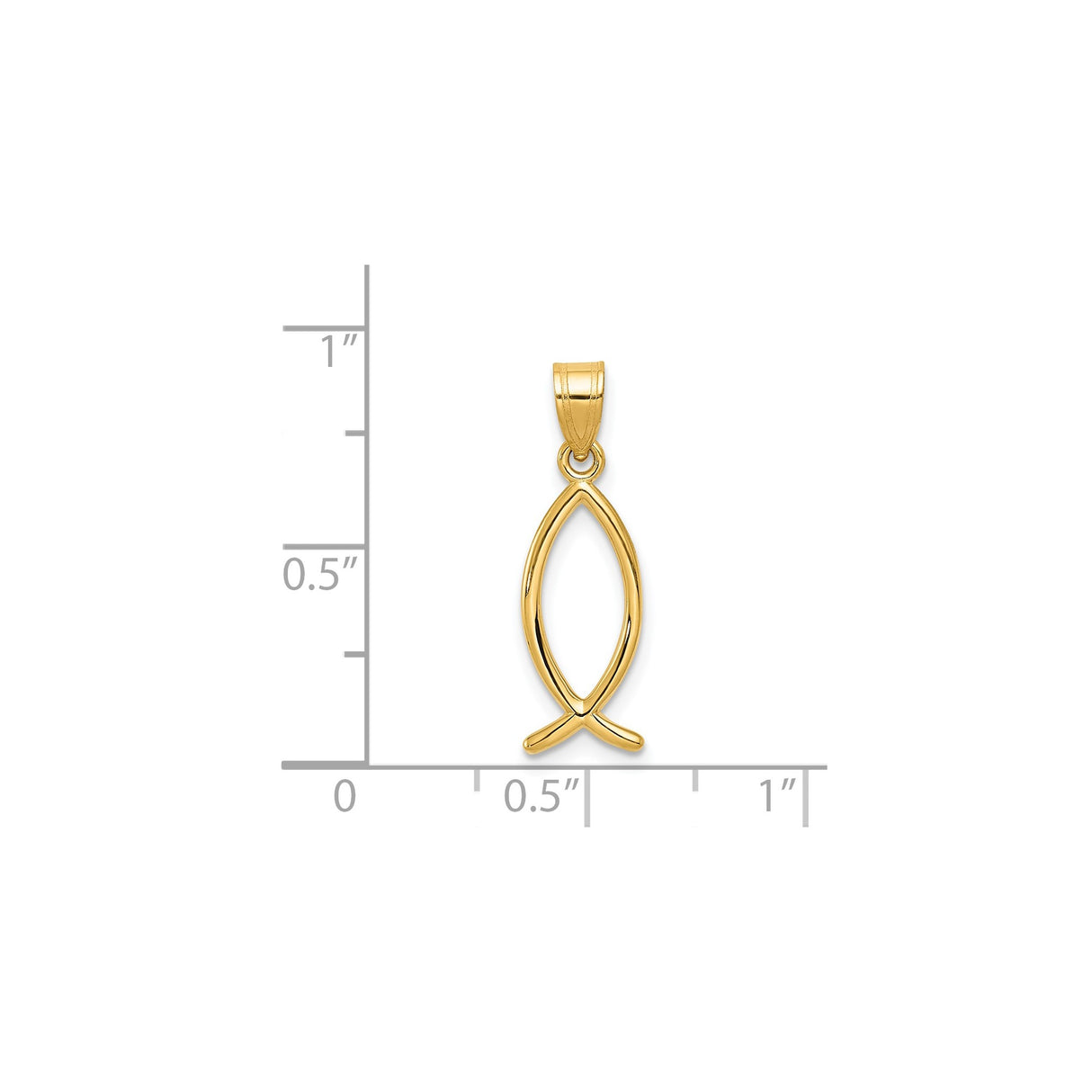 14k Yellow Gold Ichthys Fish Pendant, Christian Symbol, Minimalist Religious Charm for Women or Unisex Wear