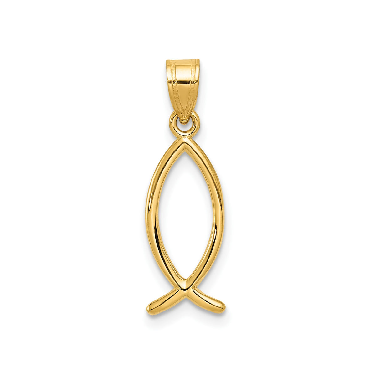 14k Yellow Gold Ichthys Fish Pendant, Christian Symbol, Minimalist Religious Charm for Women or Unisex Wear