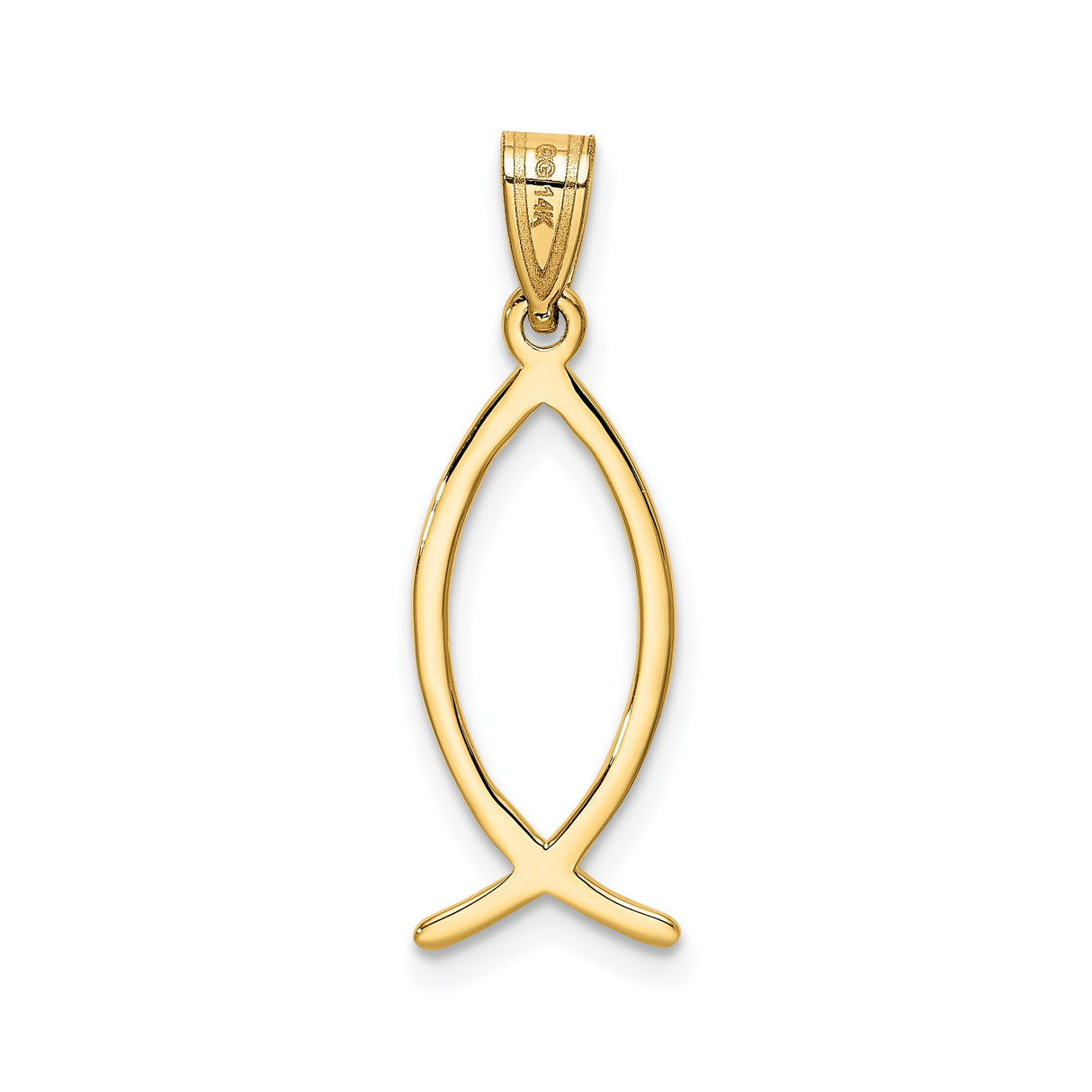 14k Yellow Gold Ichthys Fish Pendant, Minimalist Christian Jesus Symbol for Women or Unisex