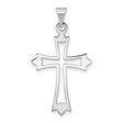 14k White Gold Cross Pendant with Flared Tips and Ornate Cutout Design