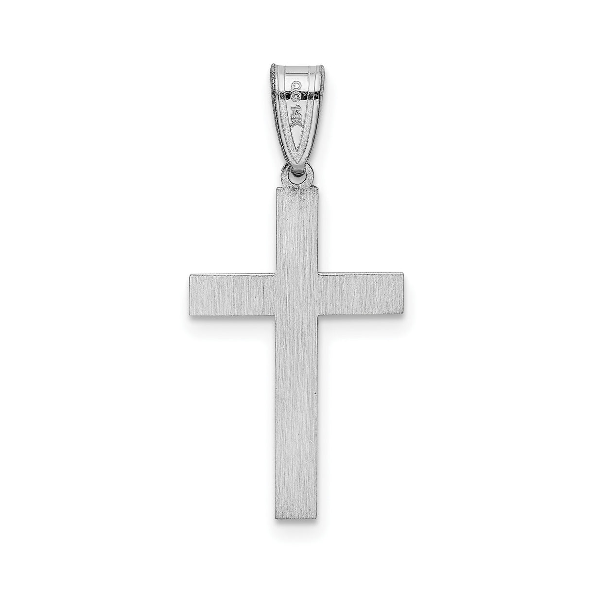 14k White Gold Cross Pendant with Detailing, Classic Christian Religious Jewelry for Men or Women