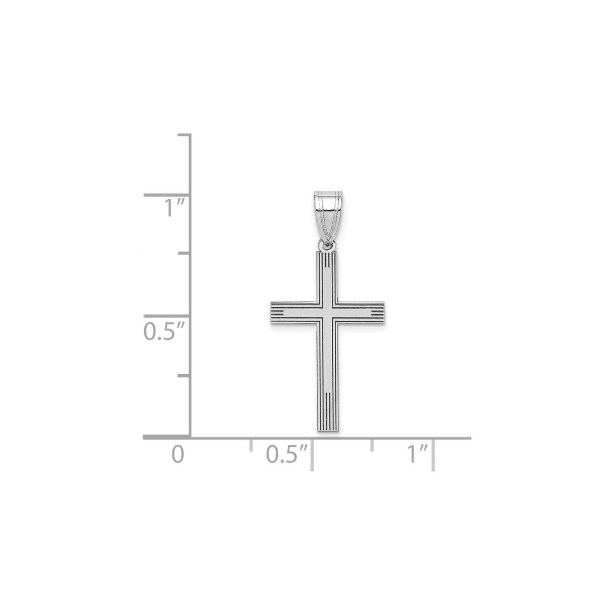 14k White Gold Cross Pendant with Detailing, Classic Christian Religious Jewelry for Men or Women