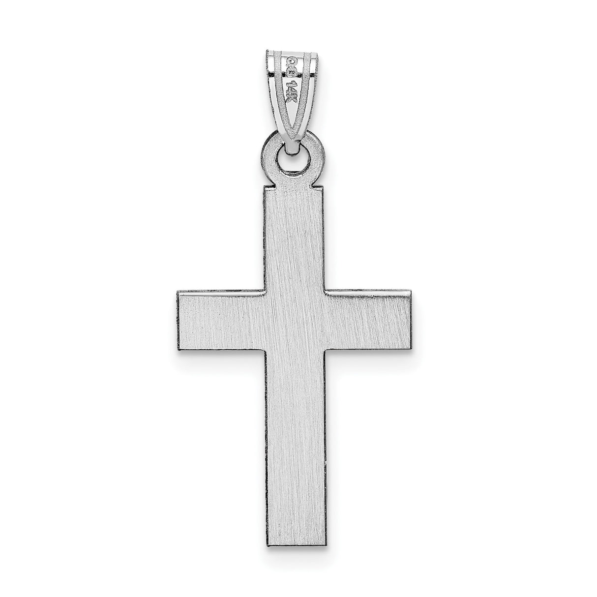 14k White Gold Cross Pendant, Minimalist Unisex Christian Religious Charm