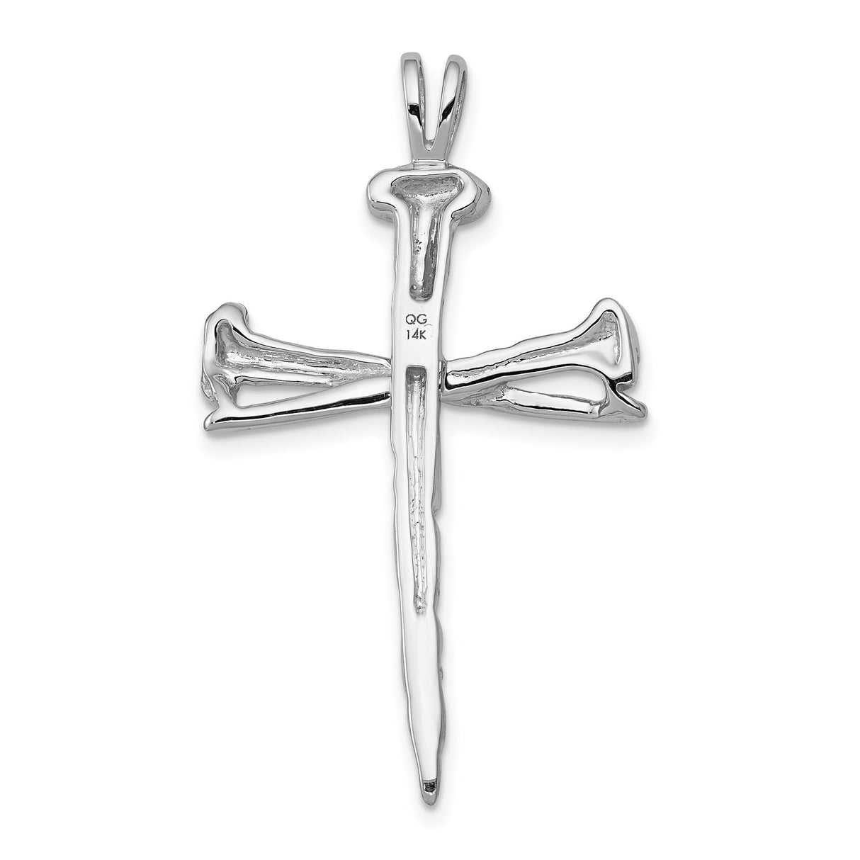 14k White Gold Nail Cross Pendant, Three Nail Crucifix, Religious Christian Jewelry for Men and Women