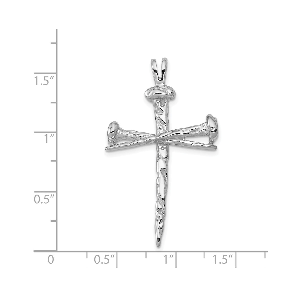 14k White Gold Nail Cross Pendant, Three Nail Crucifix, Religious Christian Jewelry for Men and Women