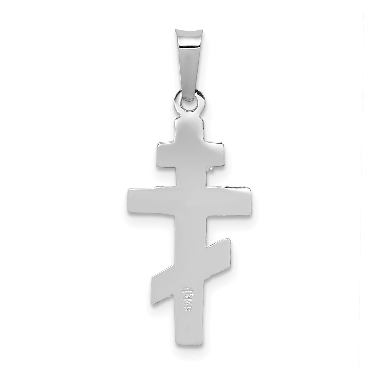 14k White Gold Orthodox Cross Pendant with Triple Crossbar Design for Men or Women