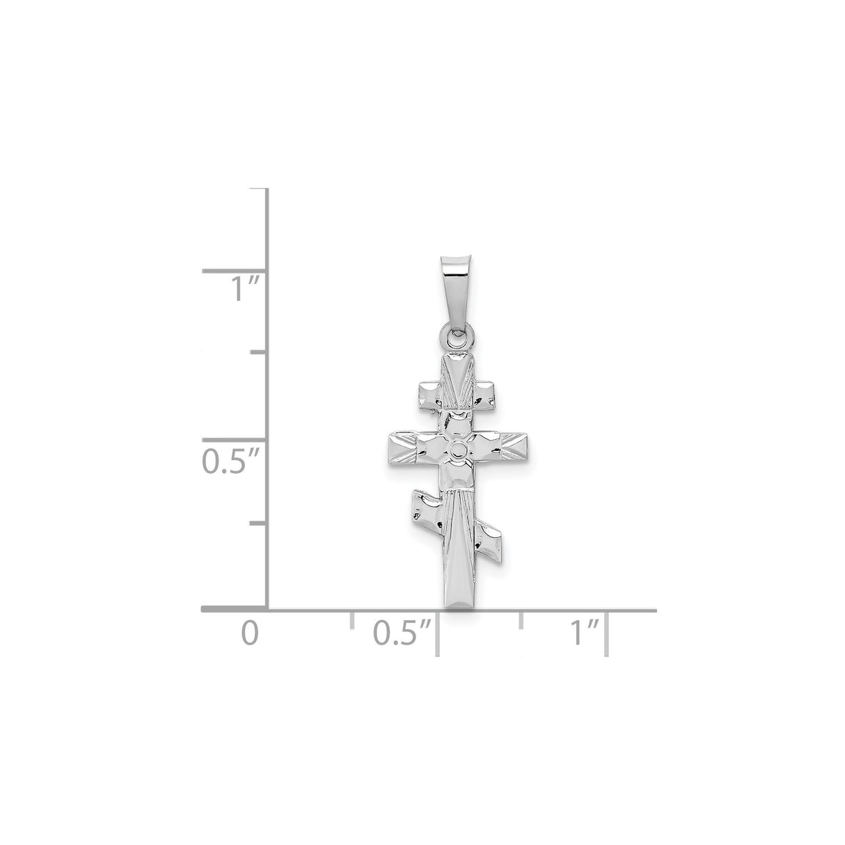 14k White Gold Orthodox Cross Pendant with Triple Crossbar Design for Men or Women