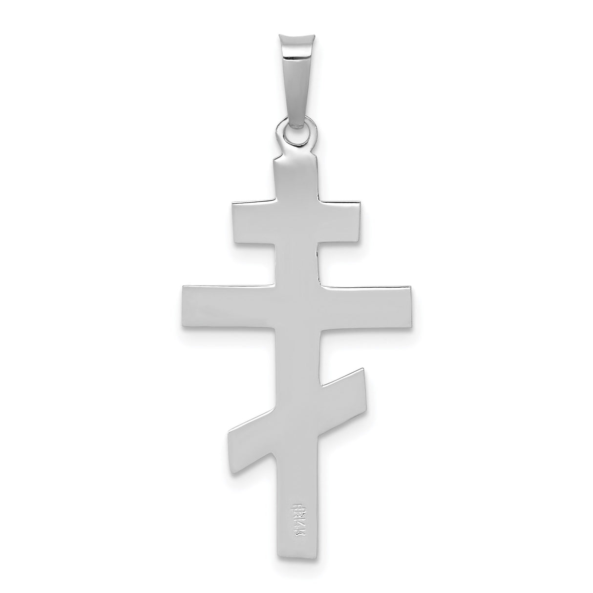 14k White Gold Orthodox Cross Pendant, Three-Bar Religious Charm, Eastern Christian Symbol
