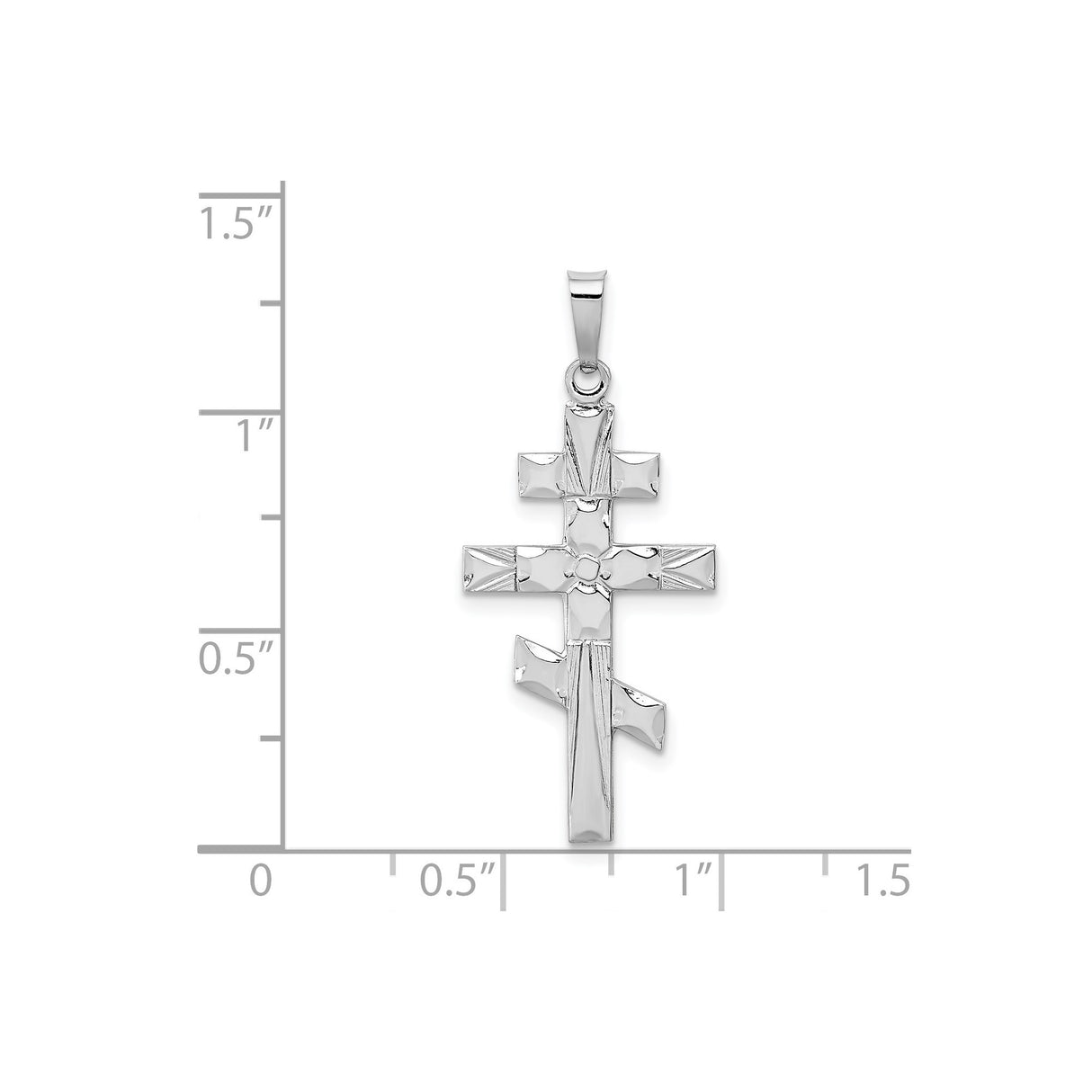 14k White Gold Orthodox Cross Pendant, Three-Bar Religious Charm, Eastern Christian Symbol