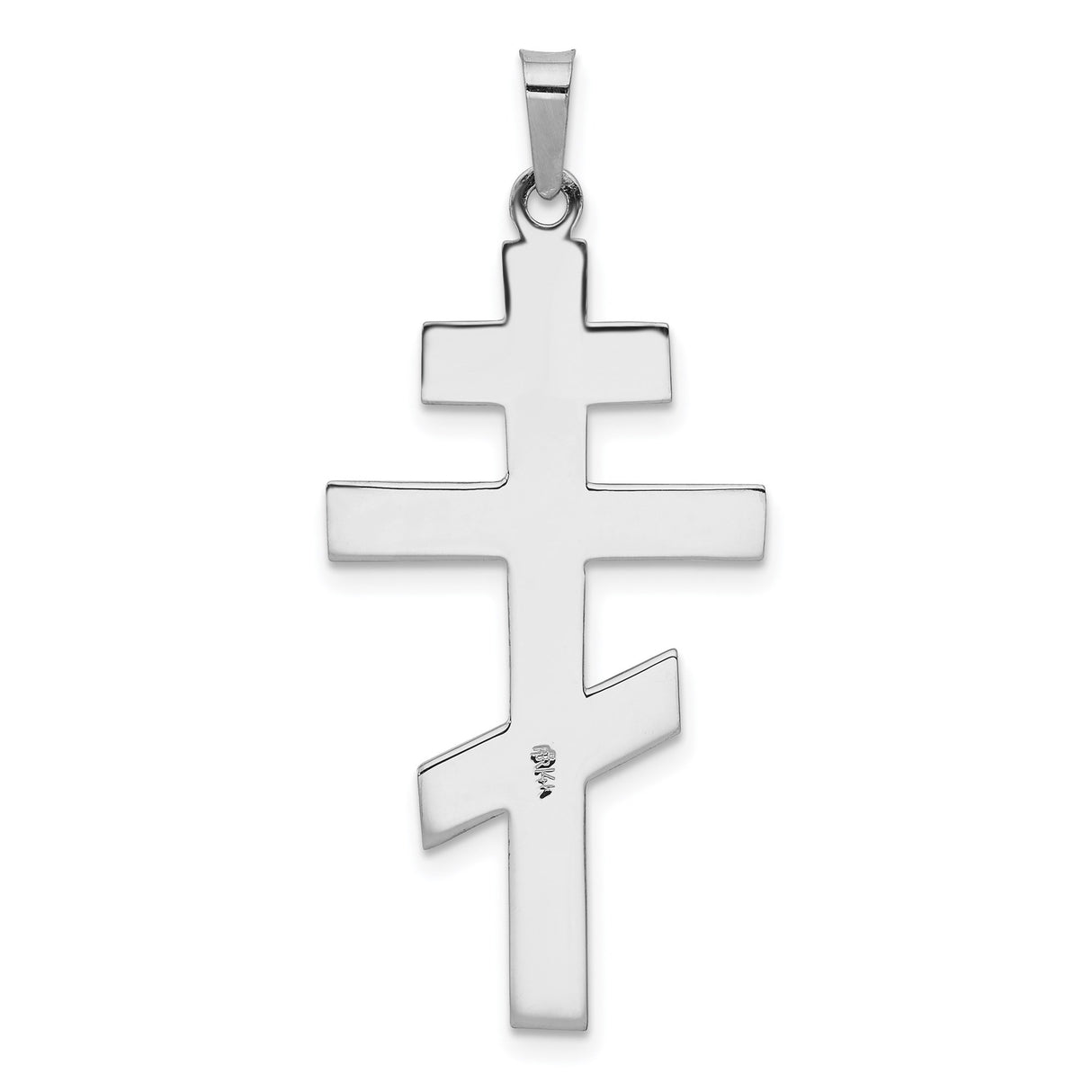 14k White Gold Orthodox Cross Pendant with Three-Bar Eastern Design, Christian Faith Jewelry