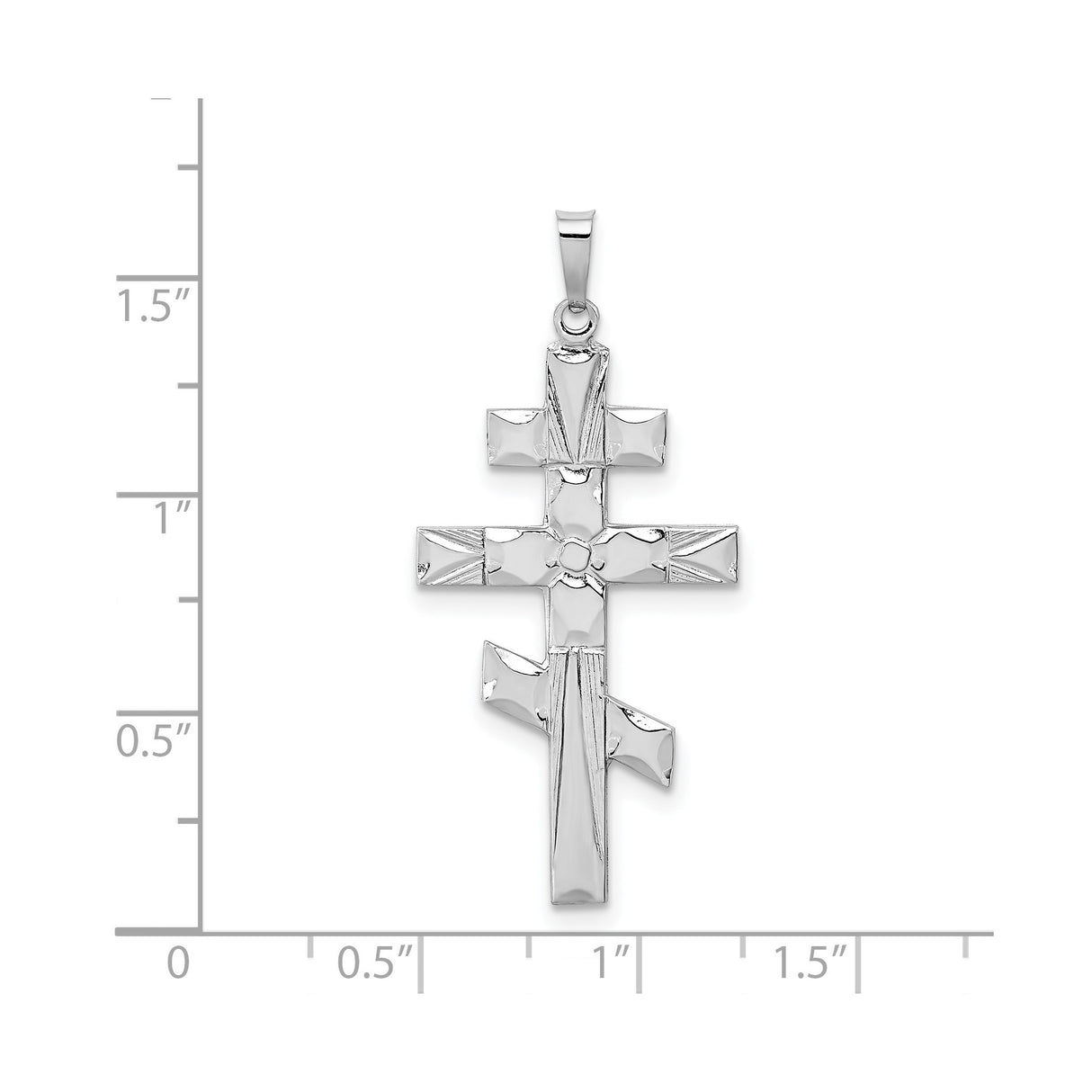 14k White Gold Orthodox Cross Pendant with Three-Bar Eastern Design, Christian Faith Jewelry