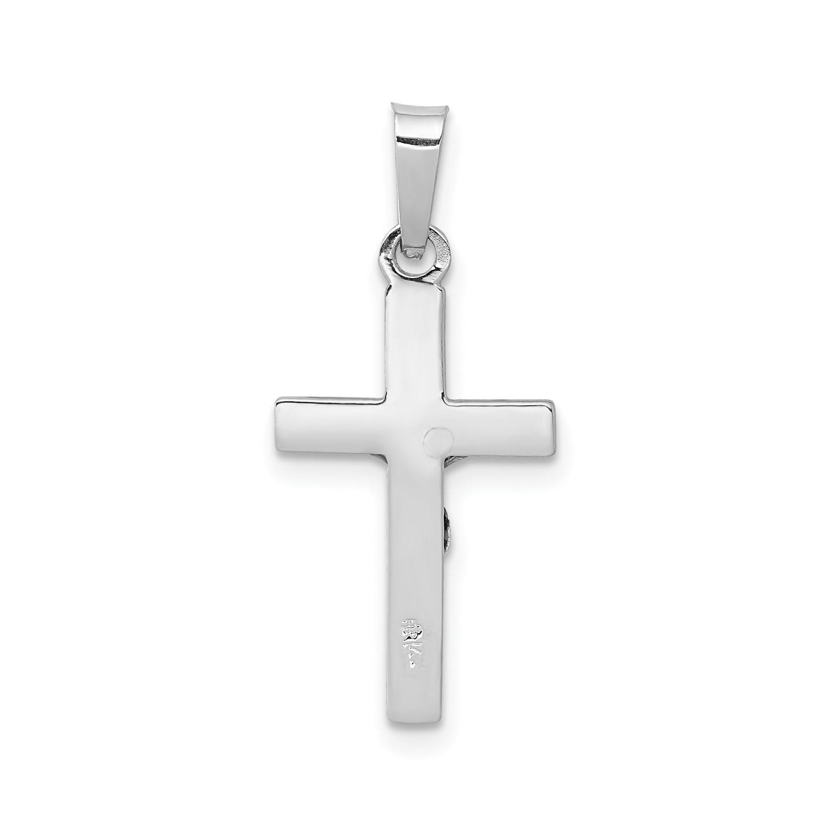 14k White Gold Crucifix Pendant with INRI Inscription, Jesus on Cross, Religious Charm