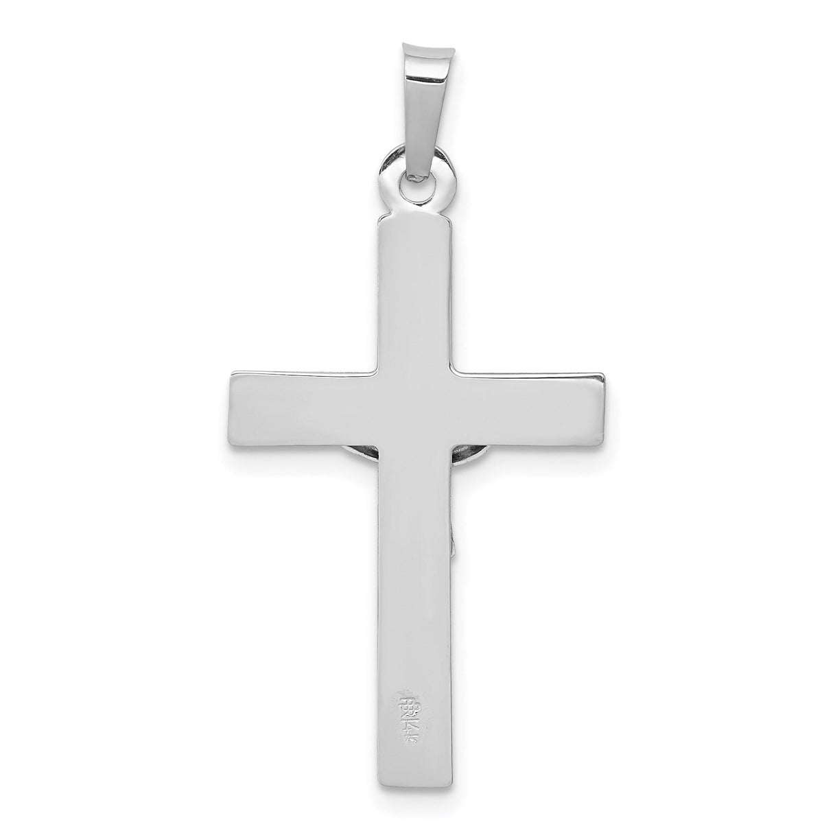 14k White Gold Crucifix Pendant Featuring Raised Jesus and INRI , Catholic Christian Jewelry