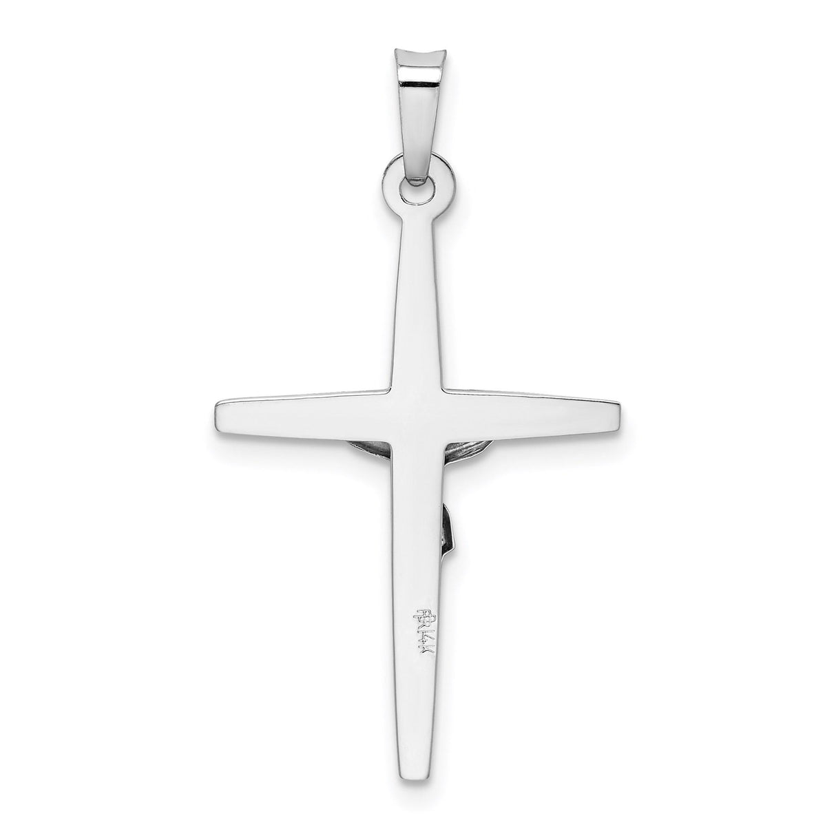 14k White Gold Crucifix Pendant, Latin INRI Cross Religious Jewelry for Men and Women