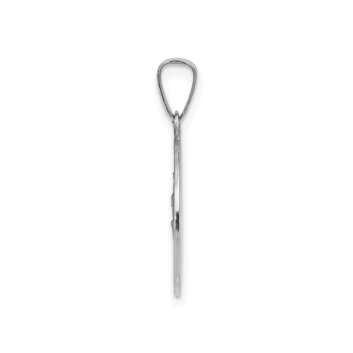 14k White Gold Saint Christopher Pendant with Raised Relief Catholic Travel Medal Design