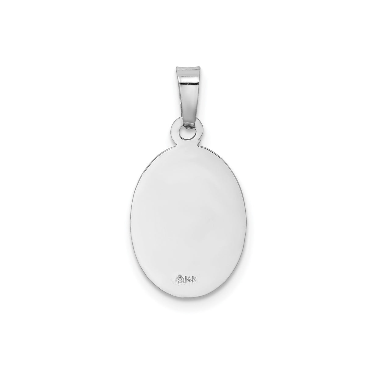 14k White Gold Saint Christopher Oval Medal Pendant with Textured Border