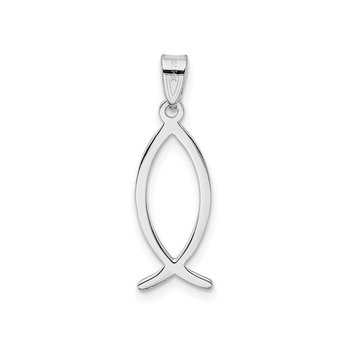 14k White Gold Ichthys Fish Pendant, Minimalist Christian Religious Jewelry for Women