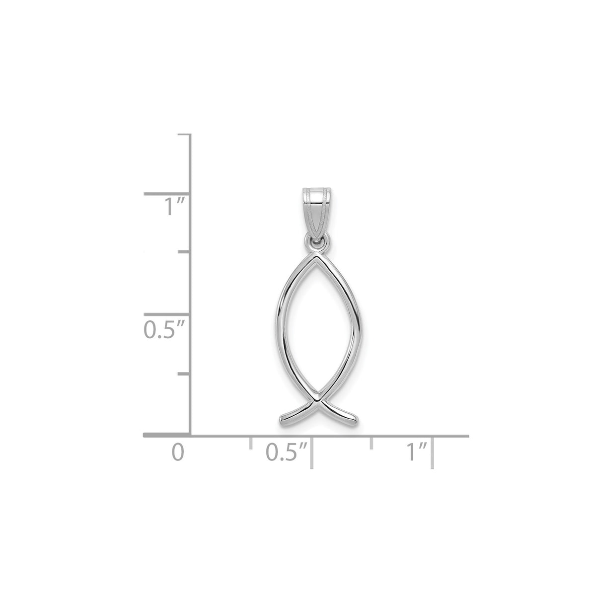 14k White Gold Ichthys Fish Pendant, Minimalist Christian Religious Jewelry for Women