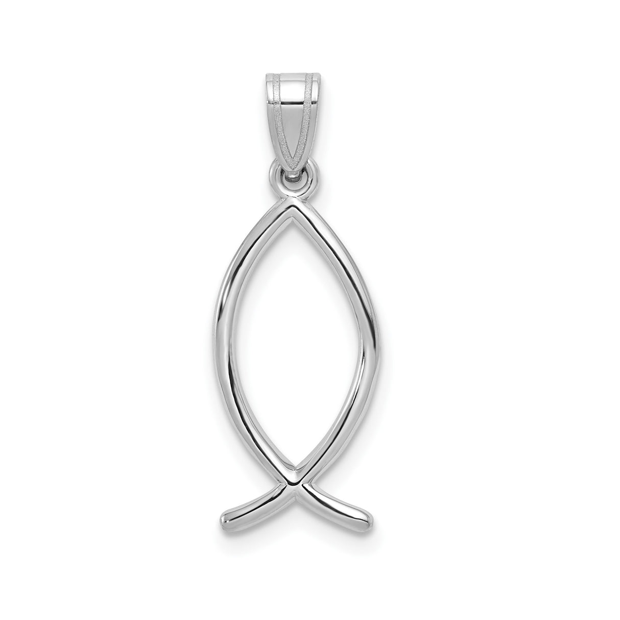 14k White Gold Ichthys Fish Pendant, Minimalist Christian Religious Jewelry for Women