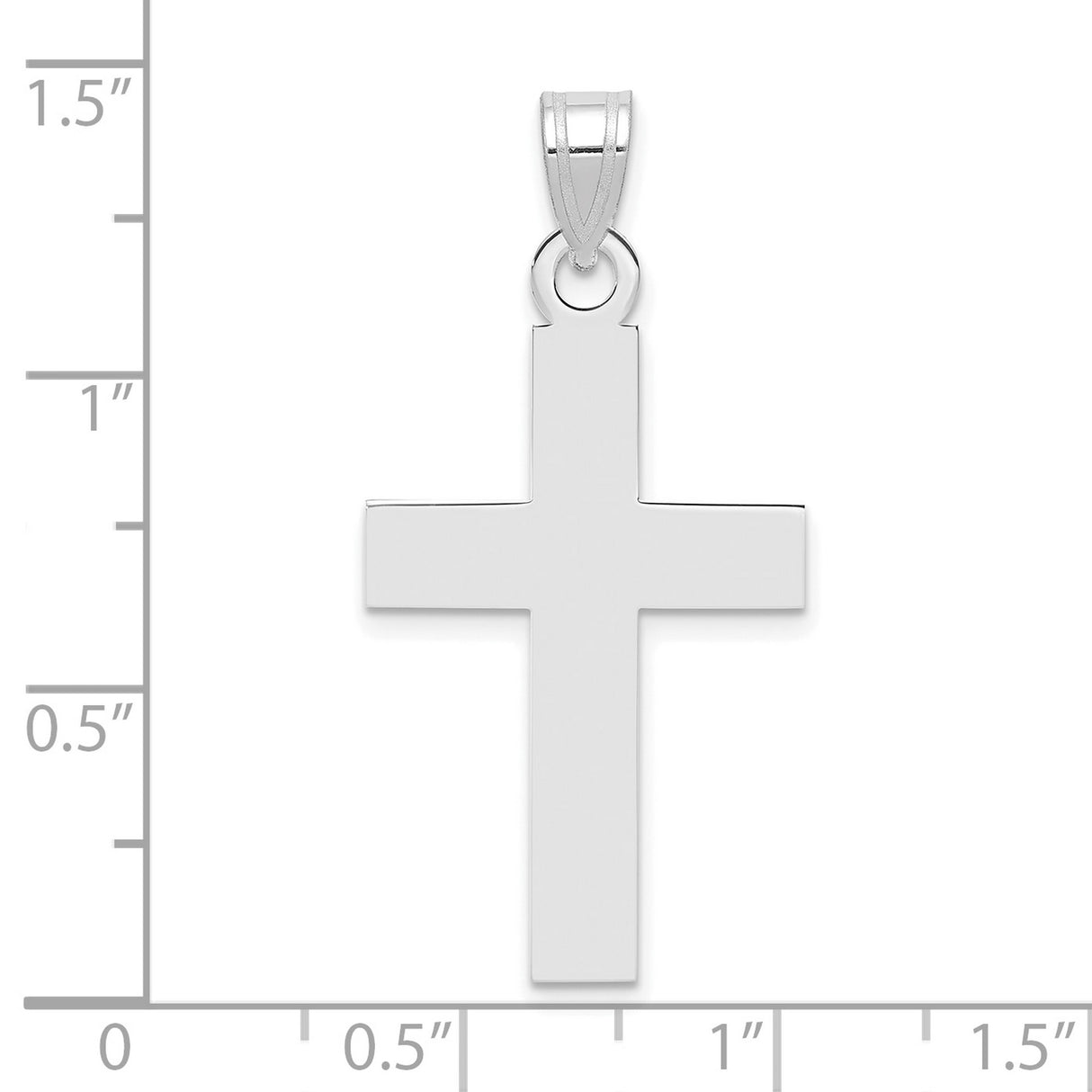 14k White Gold Cross Pendant, Slim Polished Minimalist Christian Jewelry for Women or Unisex