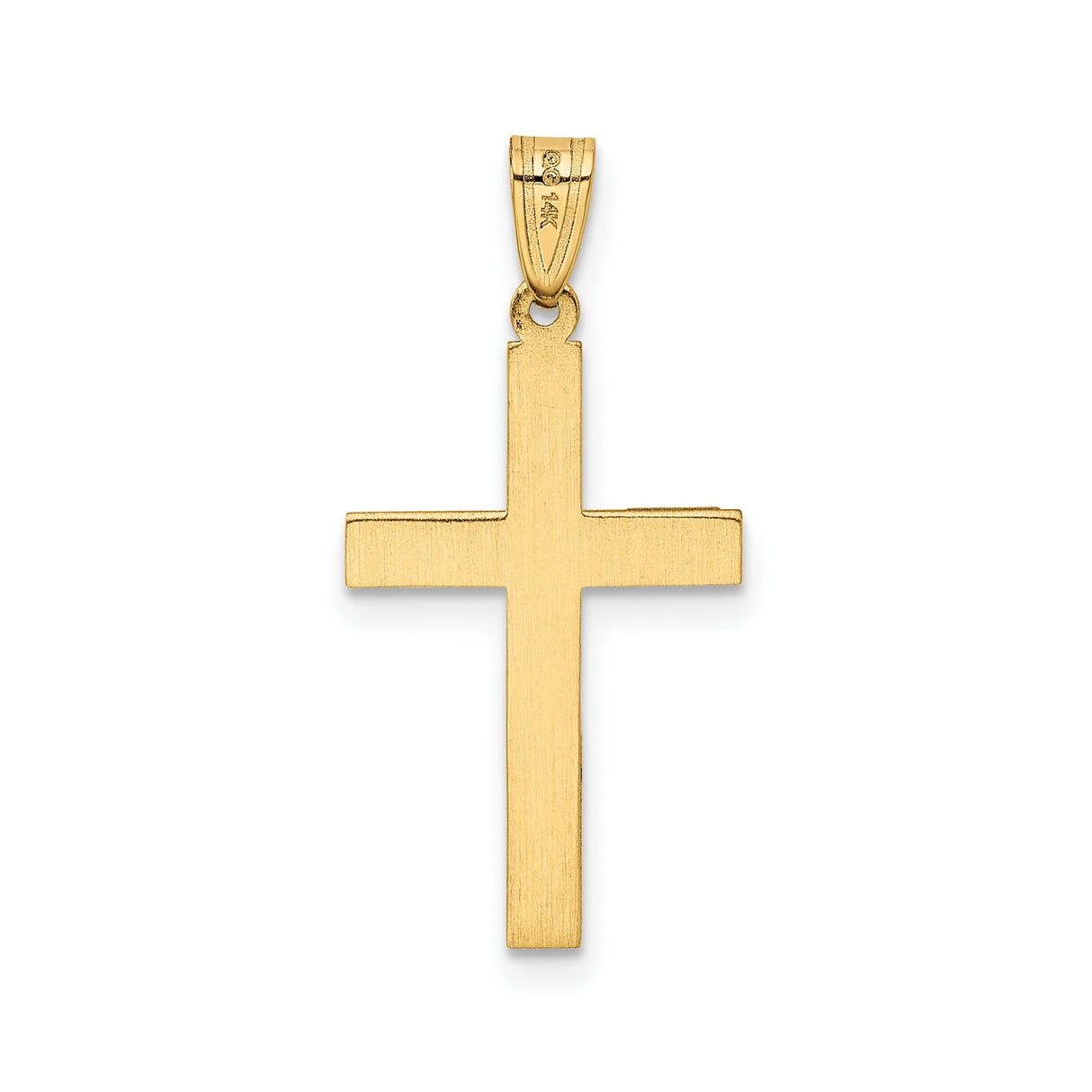 14k Yellow Gold Cross Pendant with Simple Latin Design, Christian Religious Jewelry for Women or Unisex