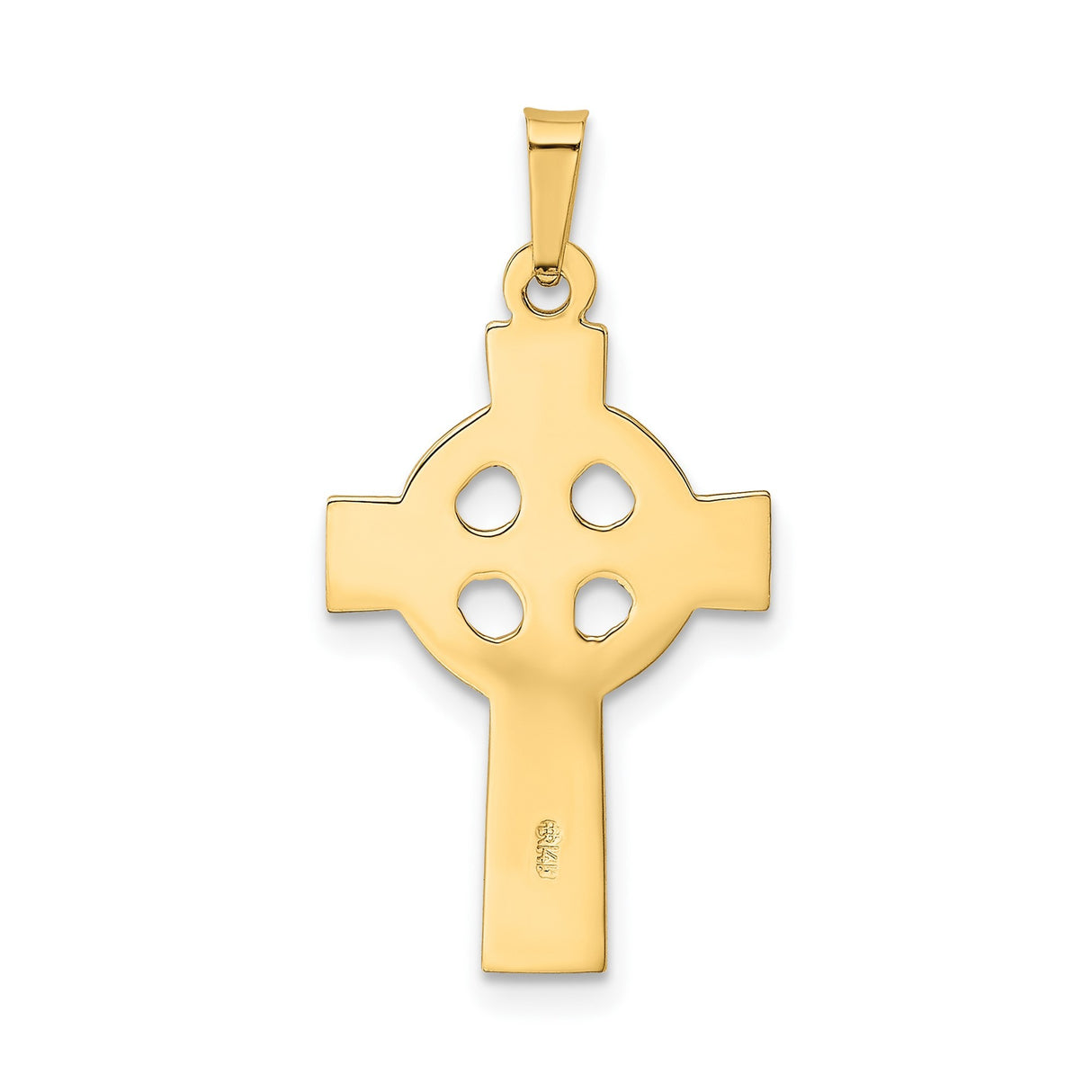 14k Yellow Gold Celtic Cross Pendant with Knotwork and Eternal Circle Design