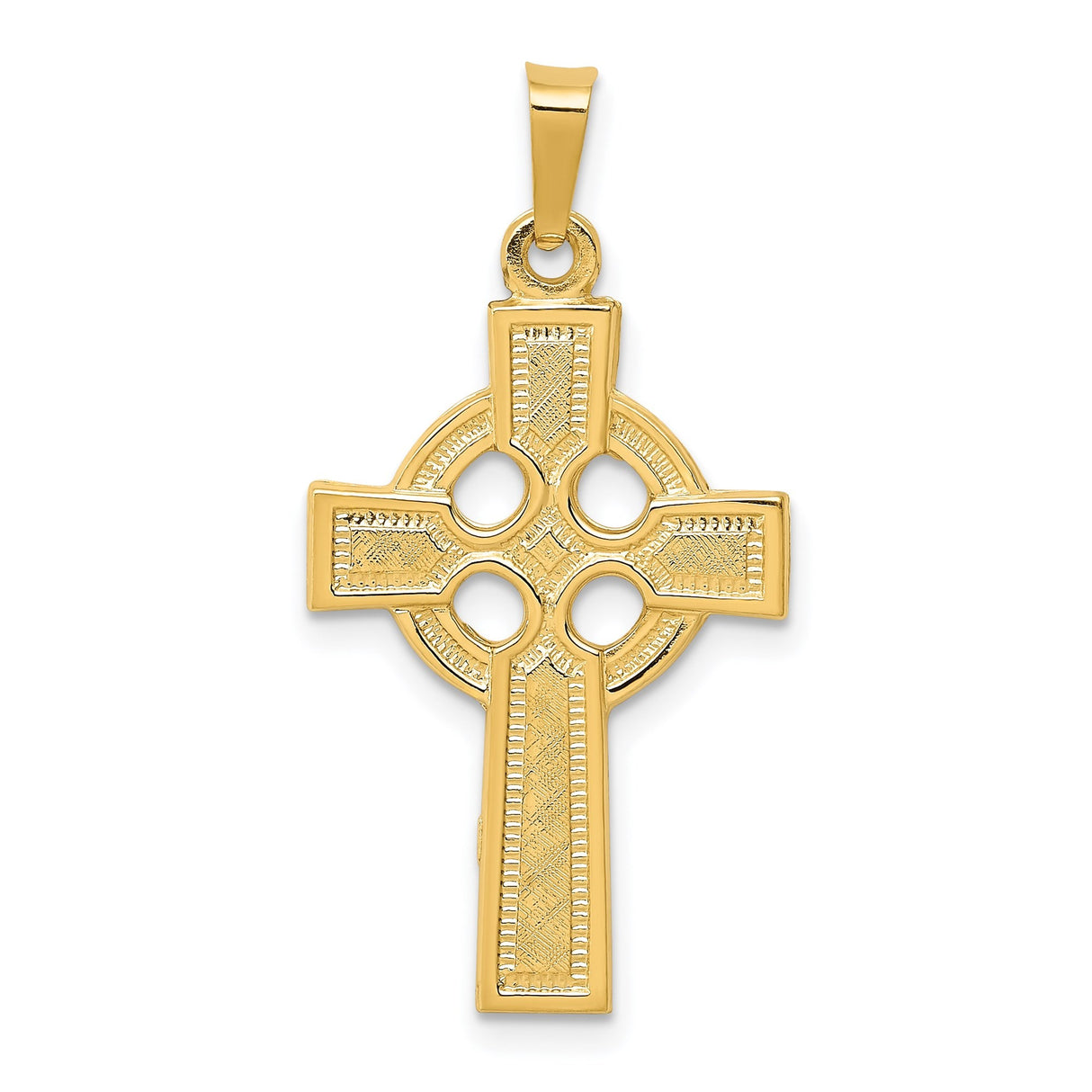 14k Yellow Gold Celtic Cross Pendant with Knotwork and Eternal Circle Design