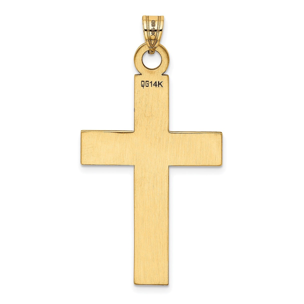 14k Yellow Gold Cross Pendant with Lines, Classic Religious Charm for Men or Women