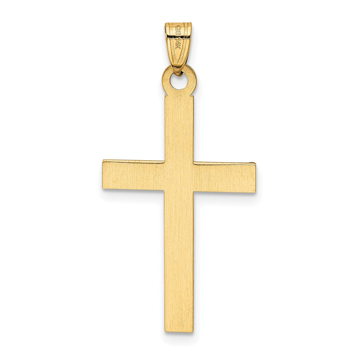 14k Yellow Gold Cross Pendant with Fine Line Detailing, Classic Beveled Design