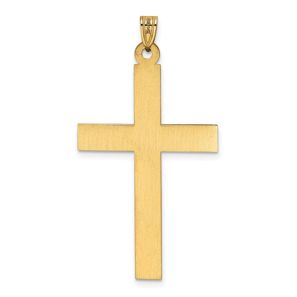14k Yellow Gold Cross Pendant with Beveled Edge and Line Detail, Religious Christian Jewelry