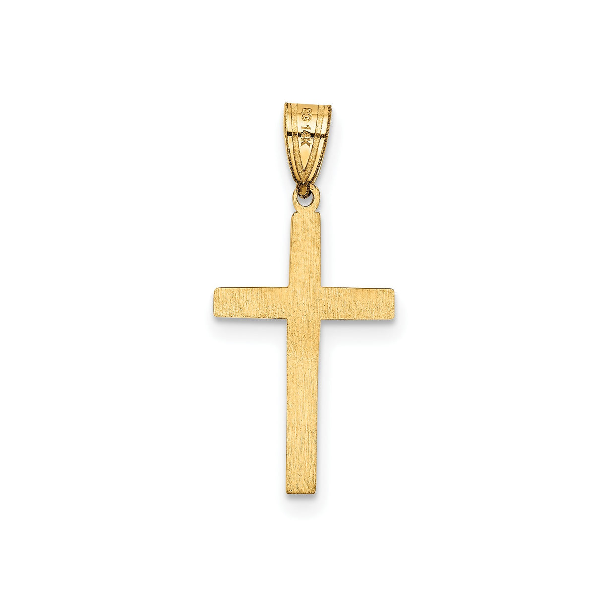 14k Yellow Gold Cross Pendant with Line Detailing, Classic Latin Christian Design