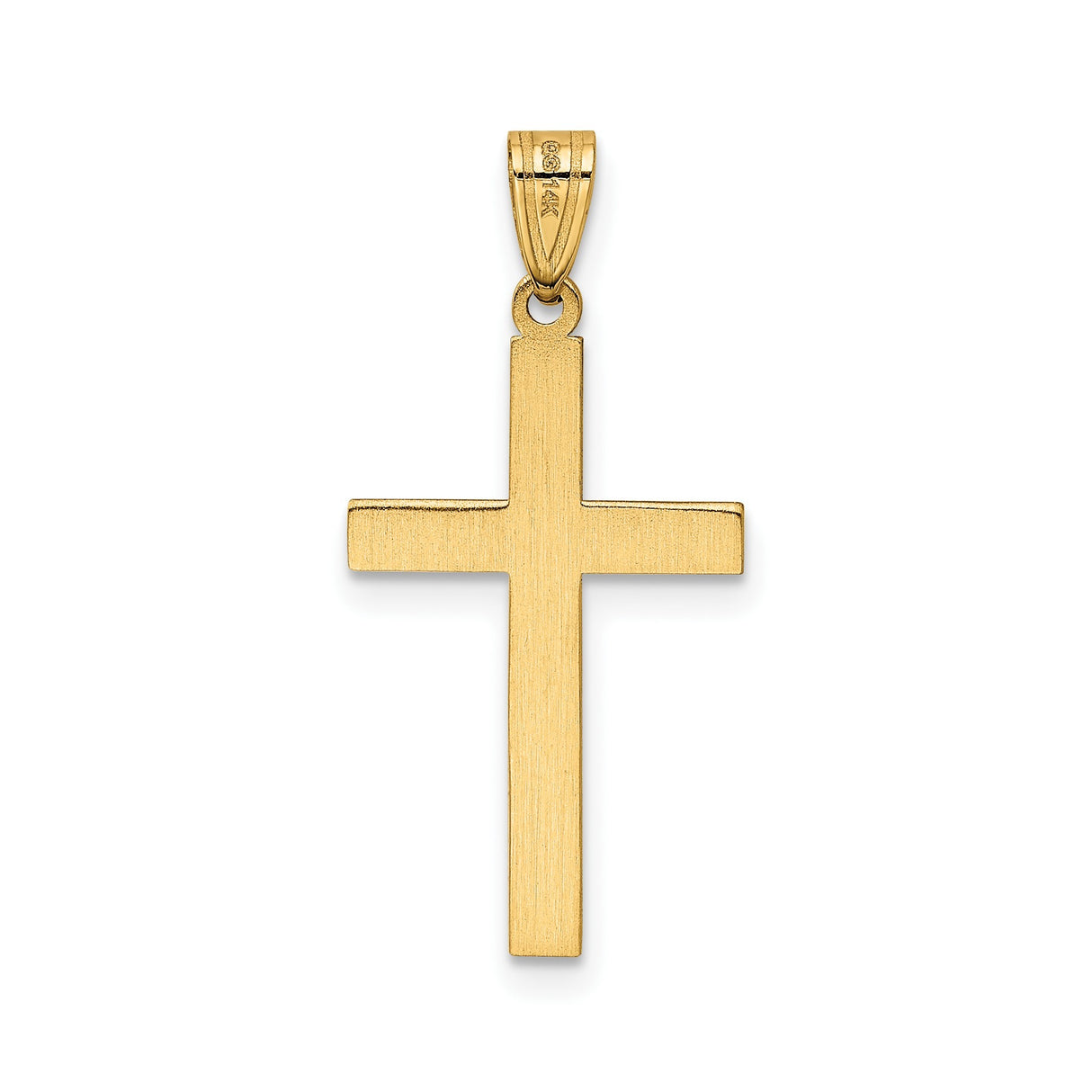 14k Yellow Gold Cross Pendant with Line Detailing, Christian Religious Jewelry for Men or Women