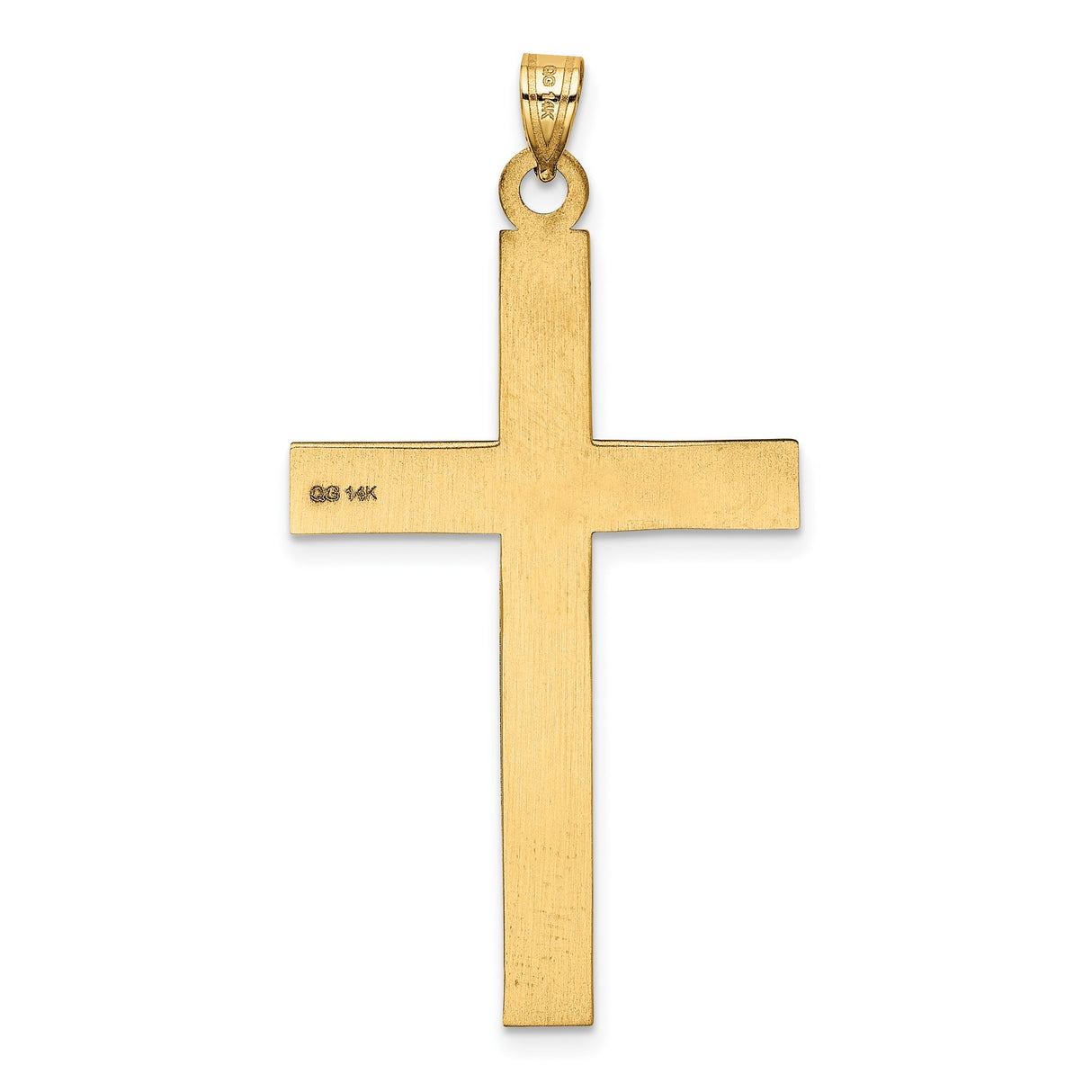 14k Yellow Gold Cross Pendant with Detailed Crucifix Design, Christian Religious Charm for Men or Unisex