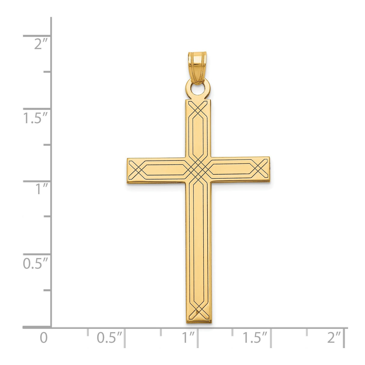 14k Yellow Gold Cross Pendant with Detailed Crucifix Design, Christian Religious Charm for Men or Unisex