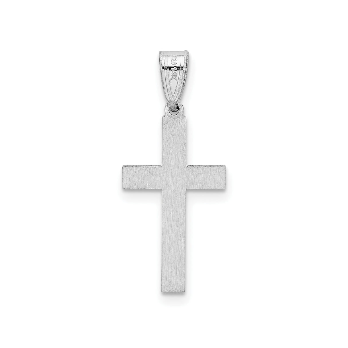 14k White Gold Cross Pendant, Double-Lined Polished Christian Religious Charm for Women or Unisex