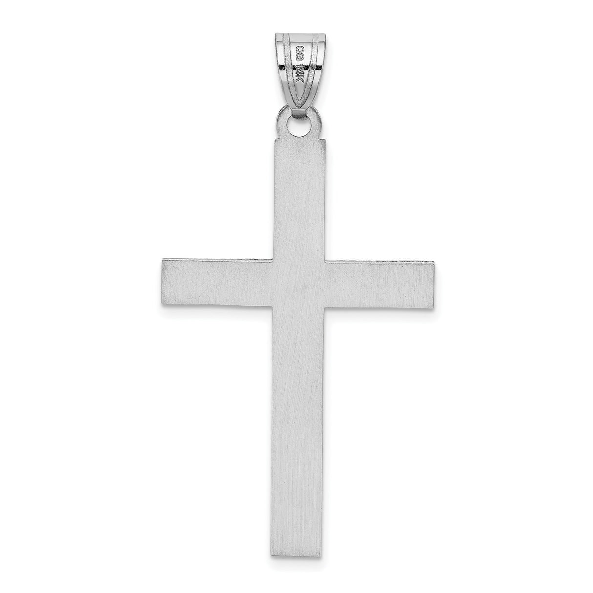 14k White Gold Cross Pendant with Cross Lines and Polished Finish for Men and Women