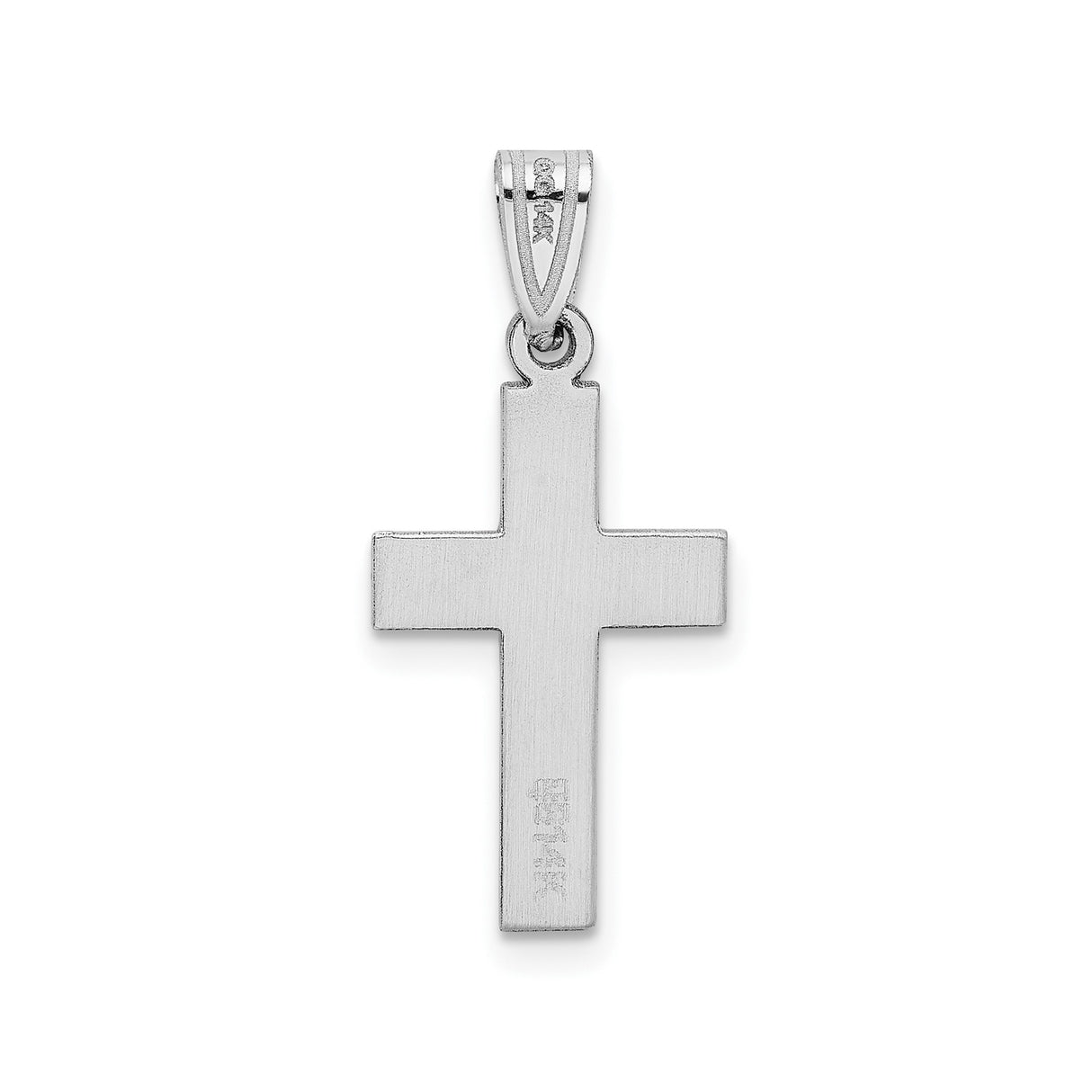 14k White Gold Cross Pendant, Polished Latin Cross Christian Jewelry for Men and Women