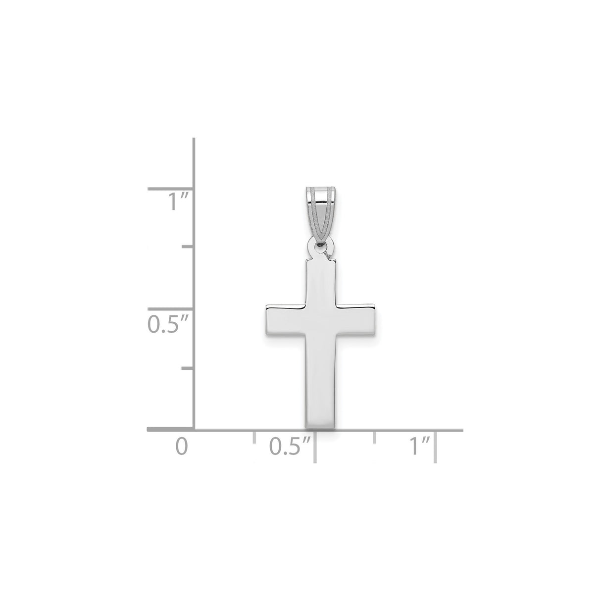 14k White Gold Cross Pendant, Polished Latin Cross Christian Jewelry for Men and Women