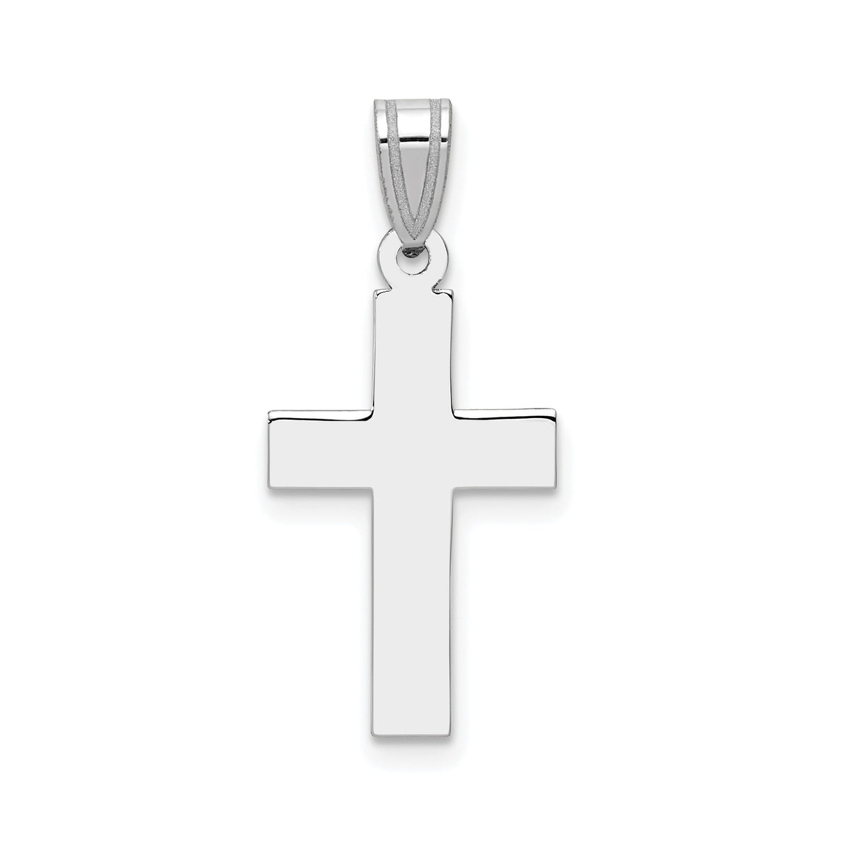 14k White Gold Cross Pendant, Polished Latin Cross Christian Jewelry for Men and Women