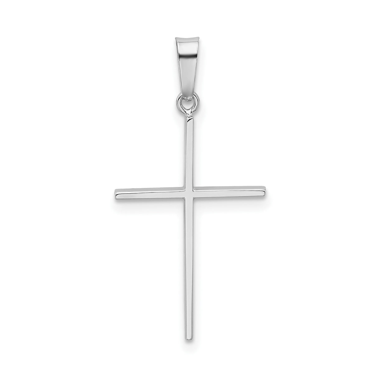 14k White Gold Cross Pendant, Minimalist Religious Charm for Women or Unisex Wear