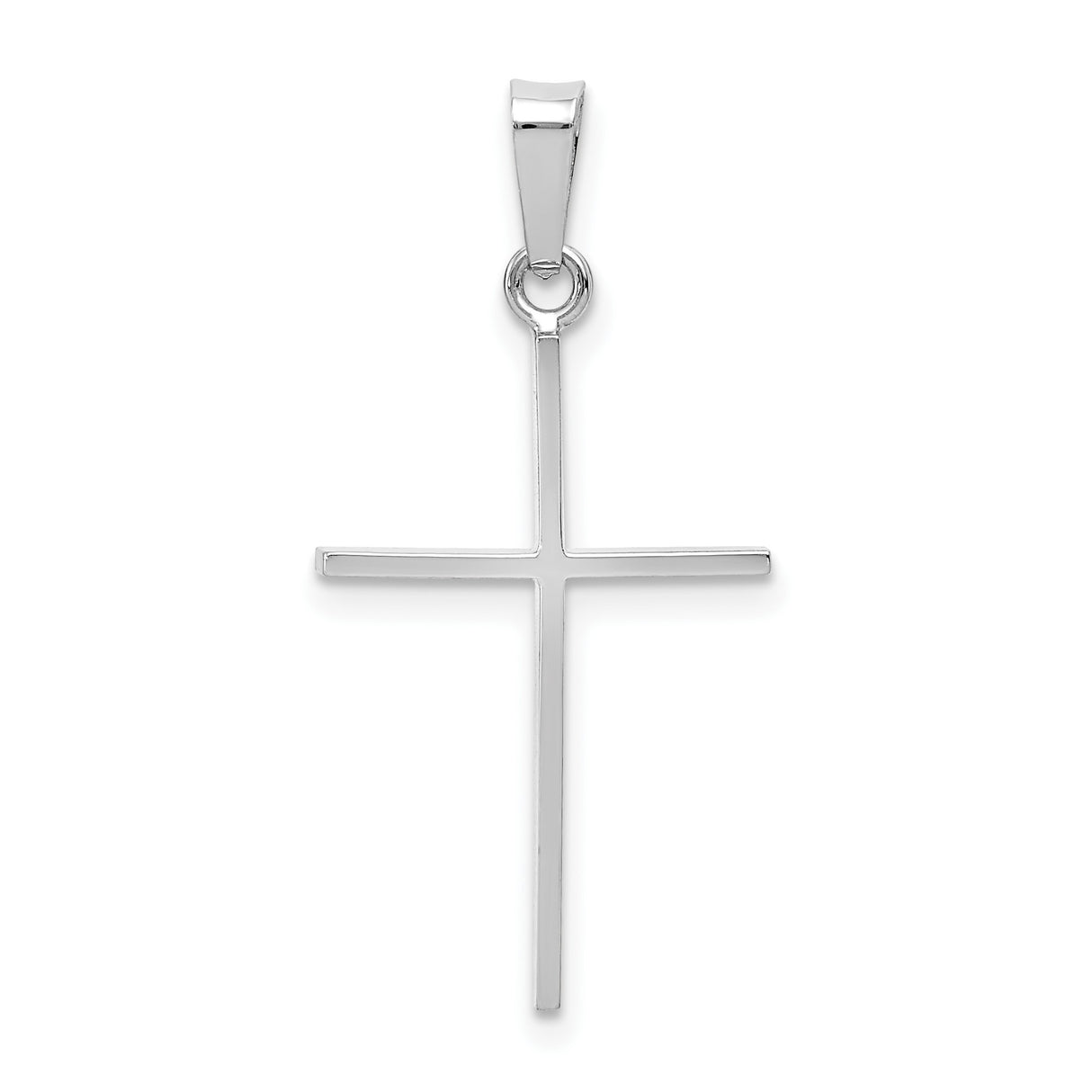 14k White Gold Cross Pendant, Minimalist Religious Charm for Women or Unisex Wear