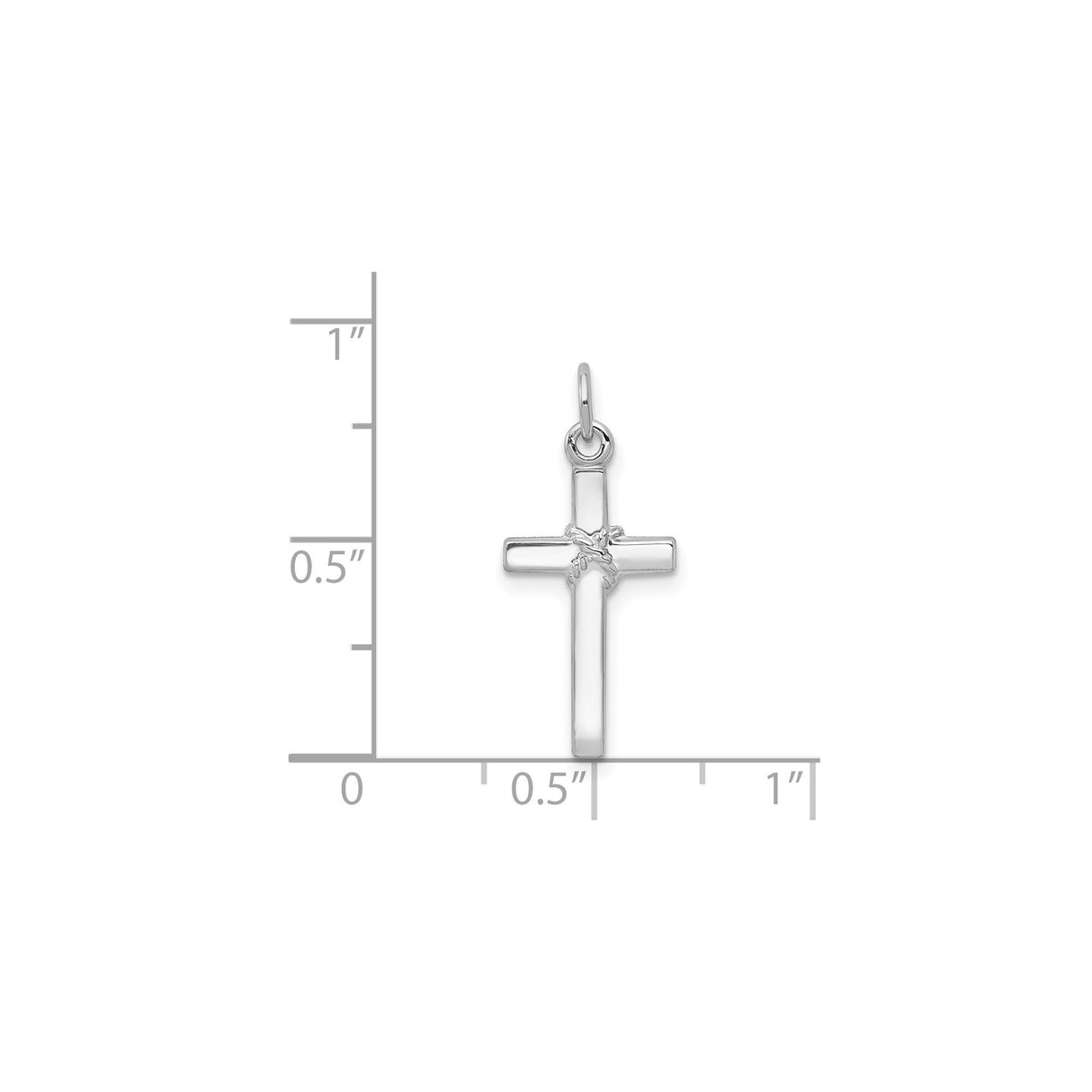 14k White Gold Cross Pendant with Praying Hands Symbol, Christian Religious Charm